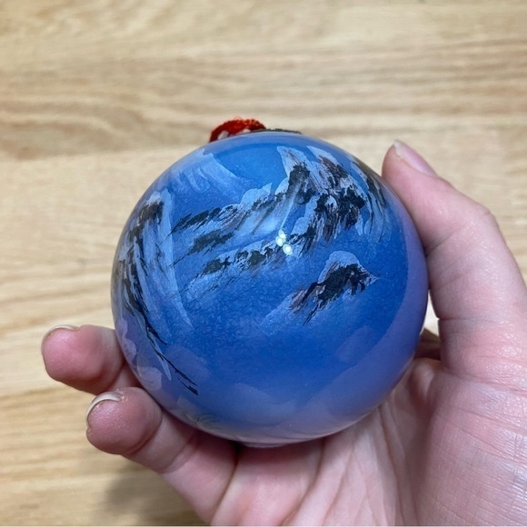 Glass Christmas Ball Ornament Doves Blue Two Turtle Doves Vintage - Picture 5 of 9